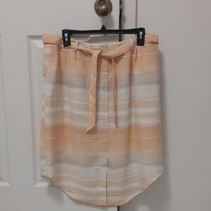 Cato beachy button up skirt with pockets. Peach, Cream, Tan and orange. XL